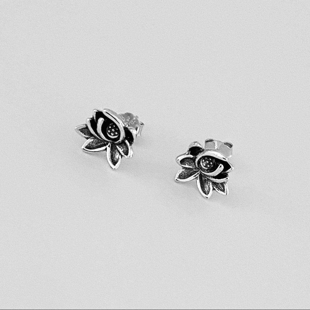 Sterling Silver Blooming Lotus Earrings, Flower Earrings, Spirit Flowers